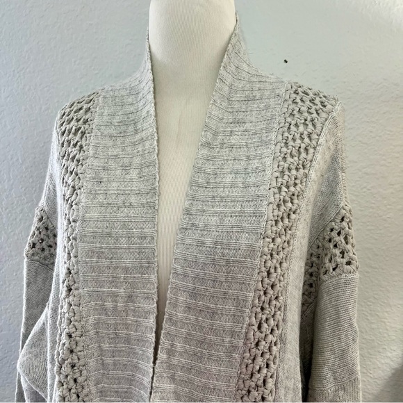 Sundance Light Grey Open Front Knit Cardigan Size XL - Picture 4 of 16